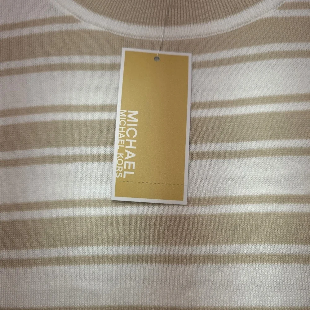 Michael Kors Women's Relaxed Fit Dune Stripe Soft‎ Knit Top XL NWT $88 MSRP